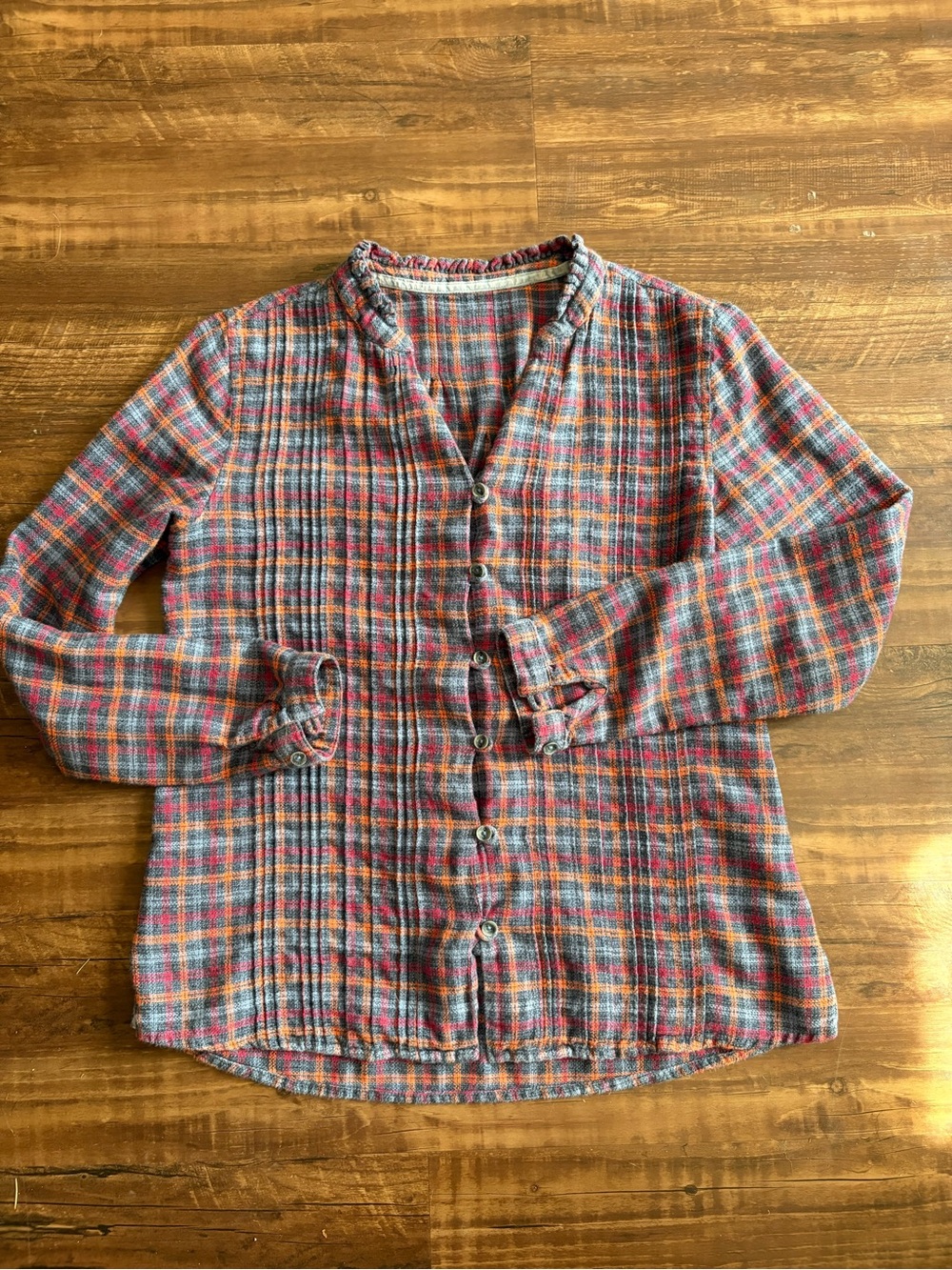 Carbon2Cobalt Flannel Button Down Unique Cozy Fall Plaid Cabin Women’s S